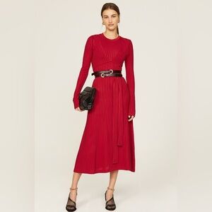Altuzarra Red Masika Dress midi ribbed knit‎ wrap front back tie NWT sz 6 or 40